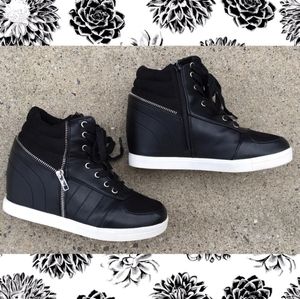 Torrid Faux Leather Zip High Top Wedge Sneakers